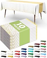 Vista 46 de Pureegg - Juego de 10 manteles de plástico desechables redondos de 84 pulgadas, para fiestas, picnics, bodas, manteles decorativos, redondos, Blanco