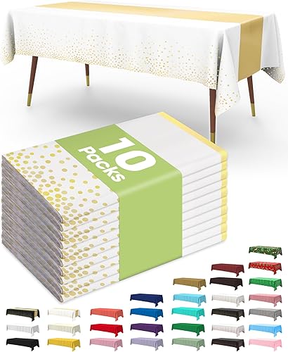 Miniatura 43 de Pureegg Mantel de plástico desechable, paquete de 10 manteles de 54 x 72 pulgadas, decoraciones de fiesta de Halloween, decoración Summerween, Negro