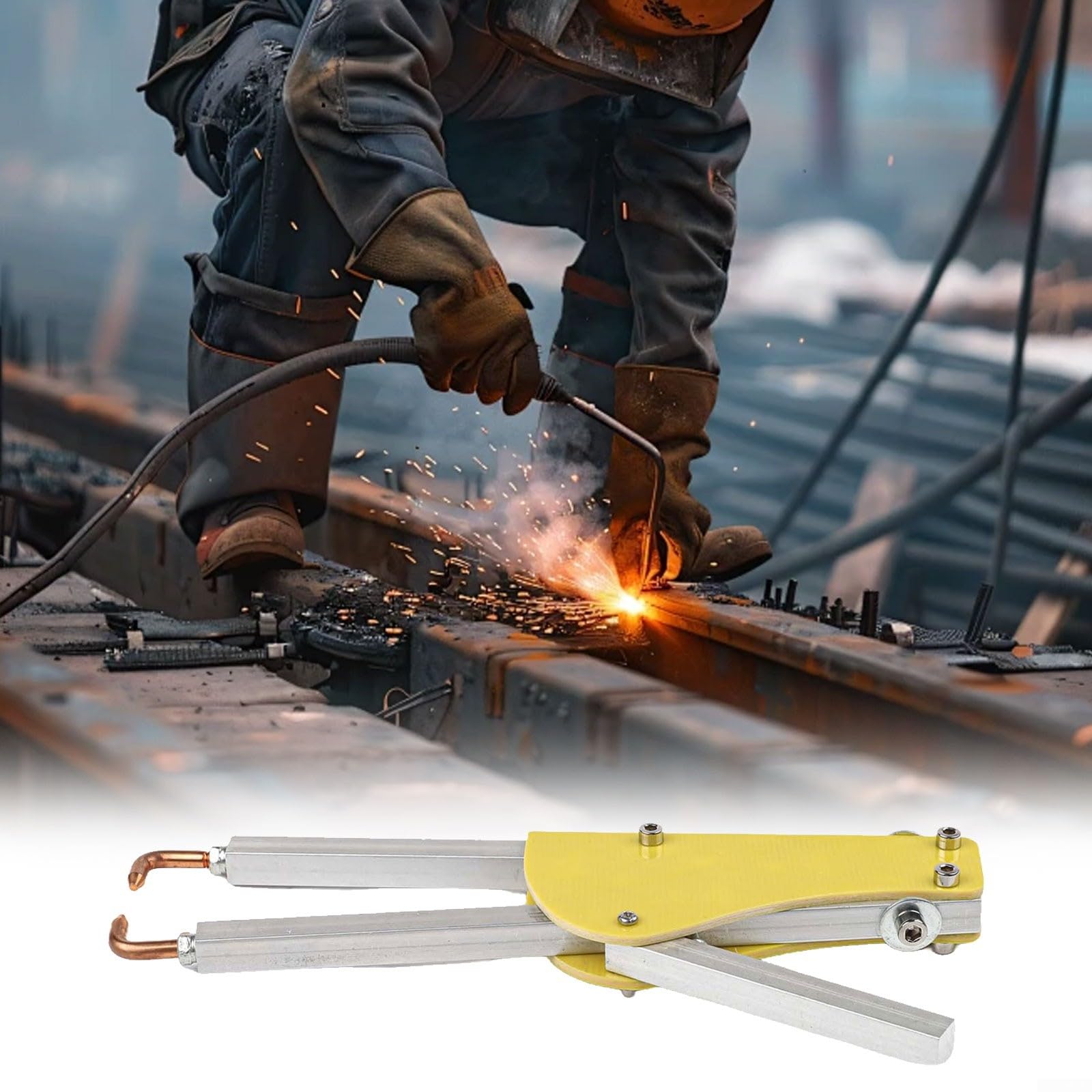 Pinza per saldatura a punti in metallo per riparazioni fai da te, design ergonomico con regolabile per pressione, adatta per lamiere d'acciaio da 1+1 mm, strumento di saldatura da 123 mm