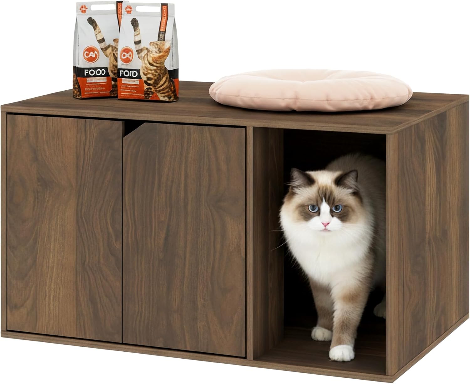 31.3"x19.7" x 17.7" Minimalist Litter Box Enclosed, Engineered Wood Cat Litter Enclosure Furniture, Hidden Cat Litterbox Furniture for Bedroom, Living Room, White