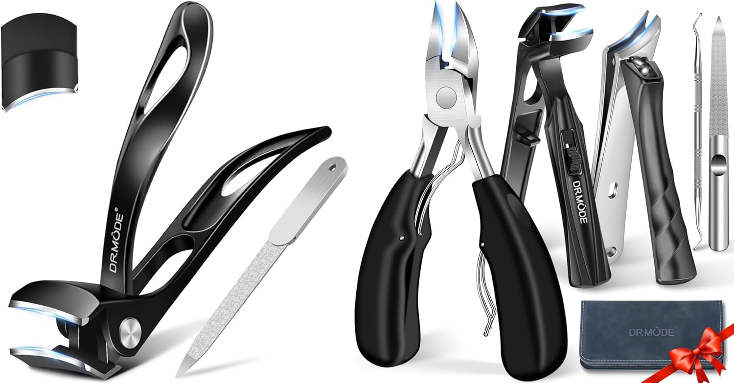 Toenail Clippers for Thick Toenails for Seniors, Ingrown Toenail Clippers, Angled Head Large Toe Nail Clippers Set for Men