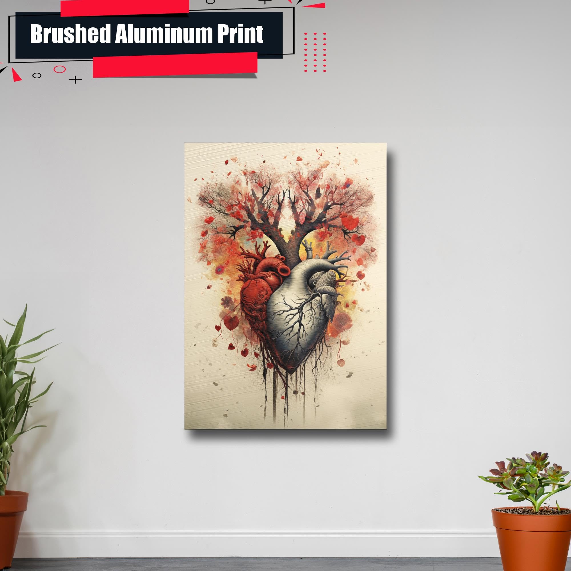 多色刺繍アート作品　believe open the heart Amazon.com: Cardiology Art, Heart Tree Watercolor Print, Heart