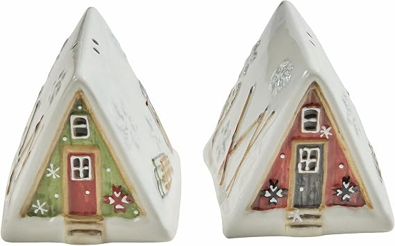 Park Designs Snowflake Lodge A-Frame Cabin Salt & Pepper Shakers, Set of 2