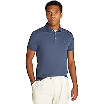 Tommy Hilfiger Uomo Maglietta Polo Maniche Corte Slim Fit con Chiusura con Bottoni, Blu (Aegean Sea), XS