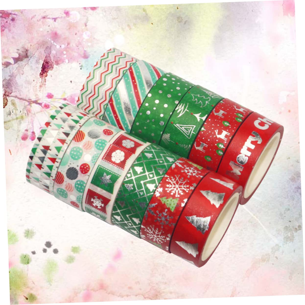 EXCEART 3 Juegos De Cintas Adhesivas De Papel Washi Colección Navideña para Envolver Manualidades Decoración del Hogar Y La Oficina 12 Rollos X 3
