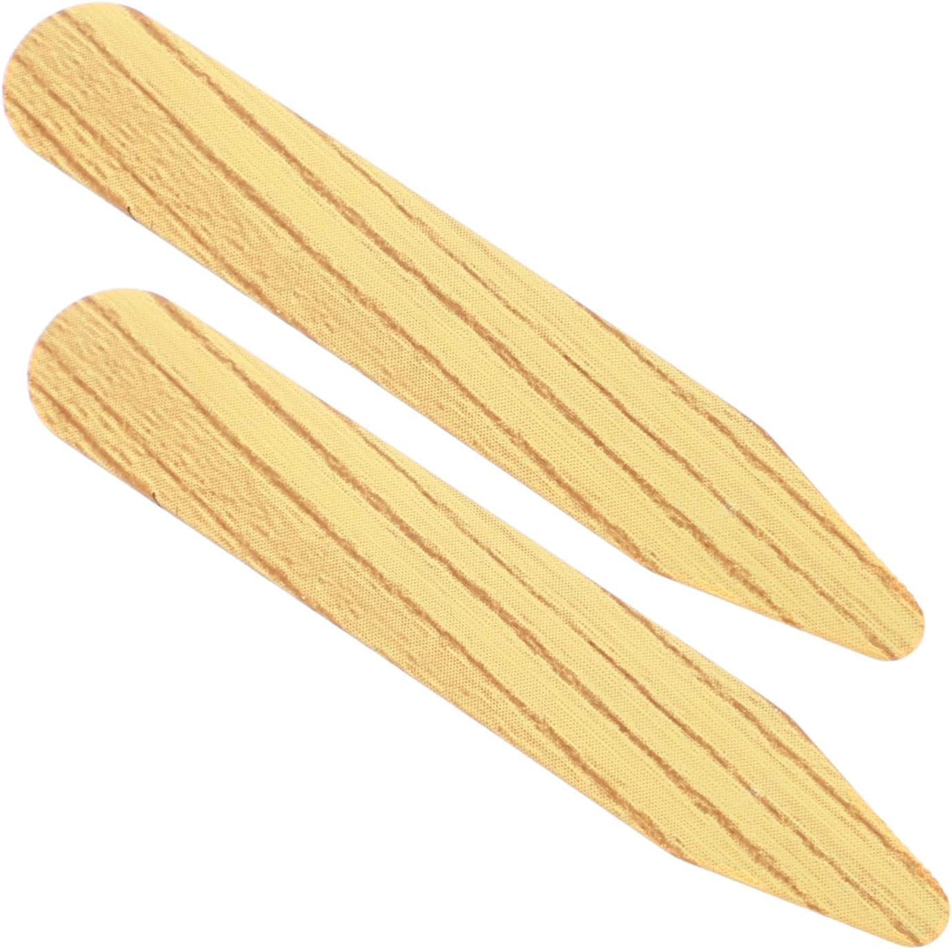 NOLITOY Wood Grain Collar Stays for Men, 1 Pair Shirt Inserts