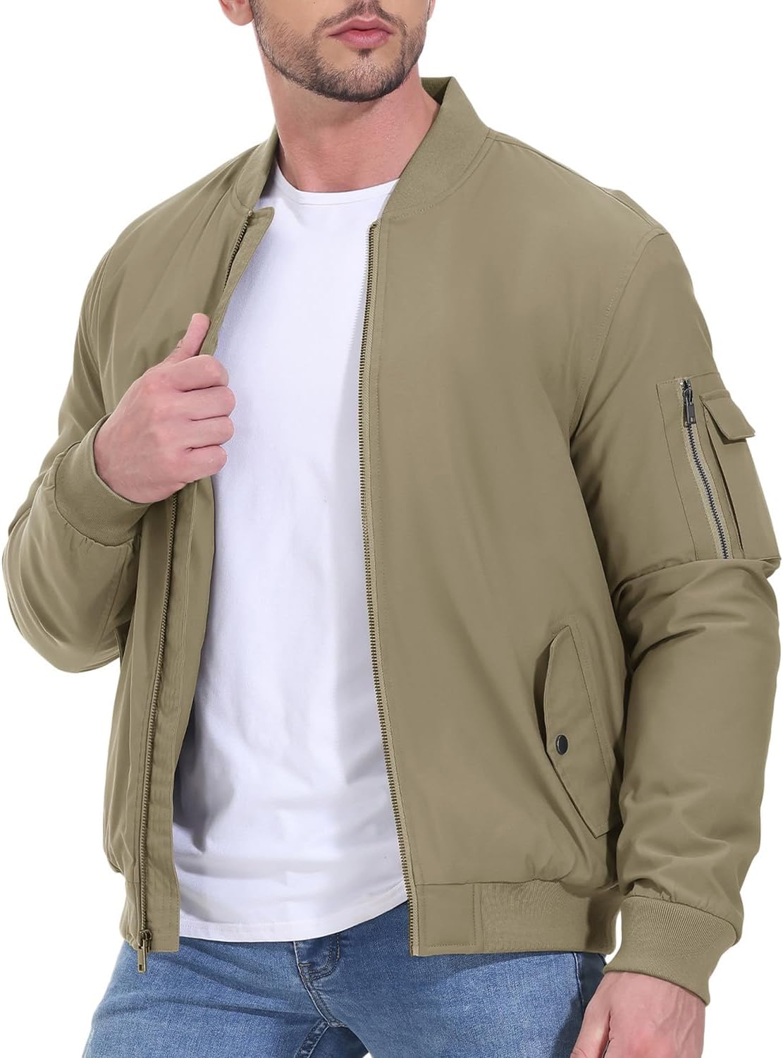 Gopune Men's Windproof Bomber Jacket Warm Water Resistant Windbreaker Winter Outwear Quilted Jackets Coats - Image 2