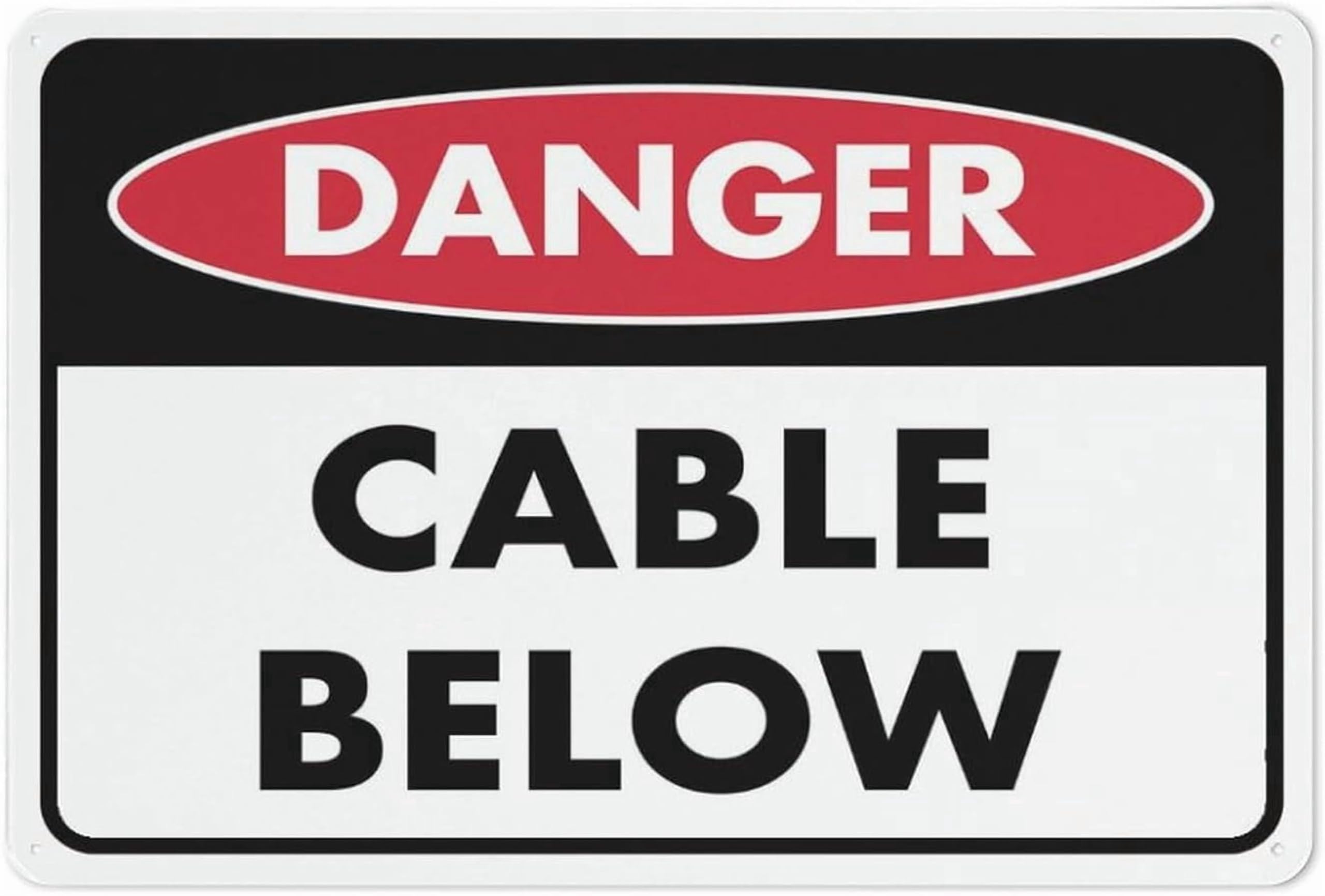 (2-Pack) Metal Tin Sign Danger Cable Below Sign 12X8 Inches, Weather Resistant, Weatherproof, Indoor Or Outdoor