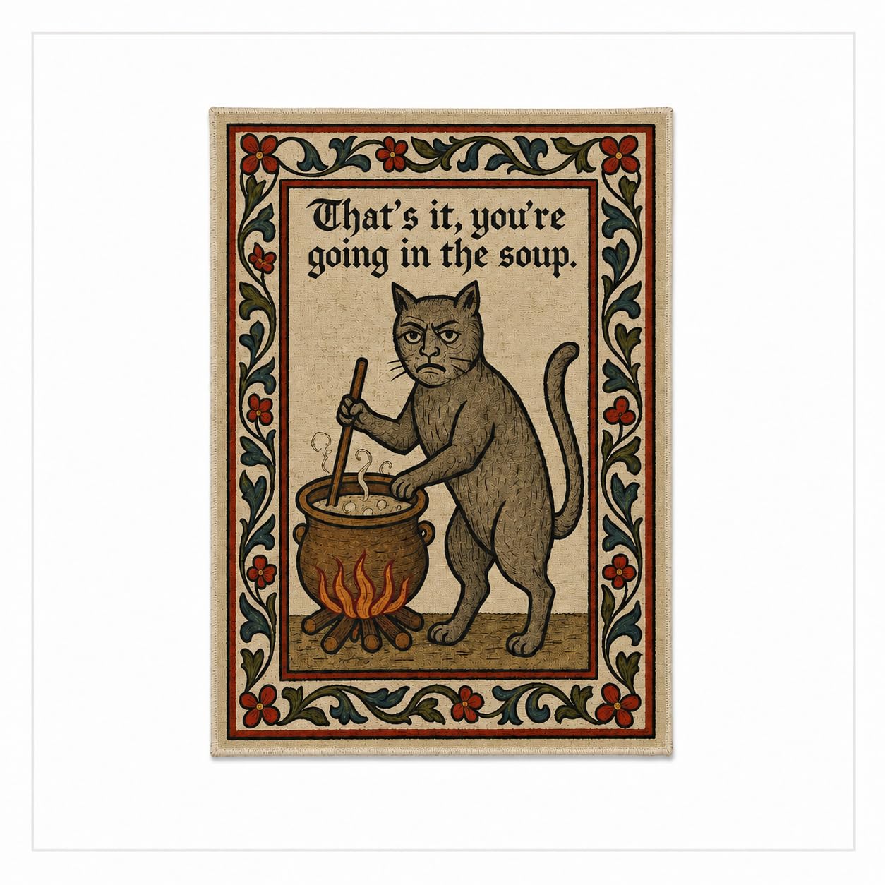 exylosluxek Medieval Cat Handwoven Tapestry, Decorative Medieval Jacquard Tapestry for Home Wall Decor