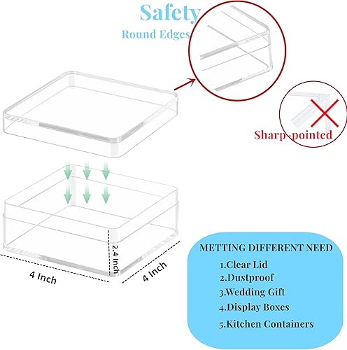 Miniatura 2 de Caja de acrílico transparente con tapa, cajas de exhibición de acrílico transparente, 2 piezas de plástico cuadrado cubo, caja de almacenamiento de