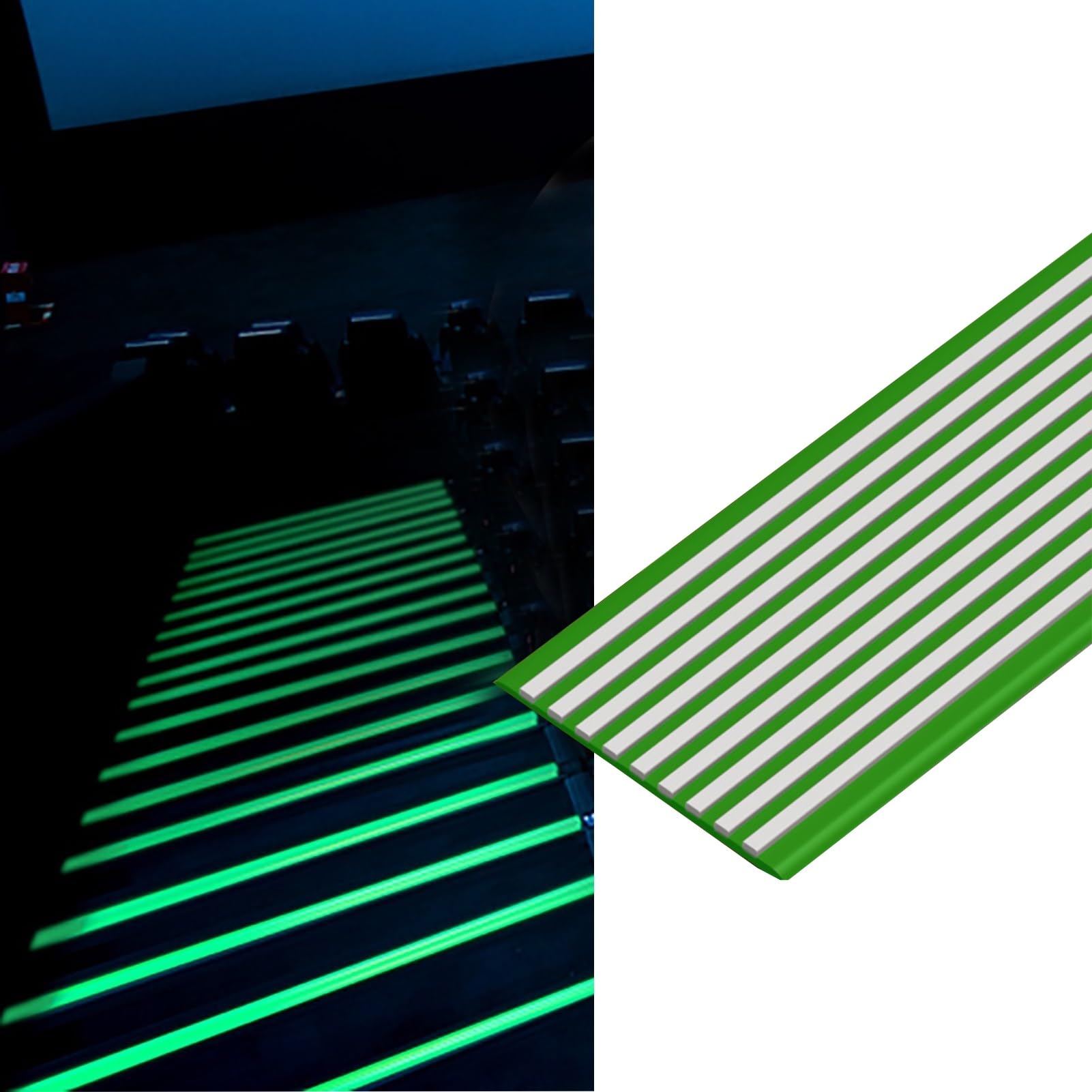 Cxvhsertwr Green 10Cm Stair Carpet Treads, Glow Stair Tread Edge Protectors Nosing Edging(,L 6M)
