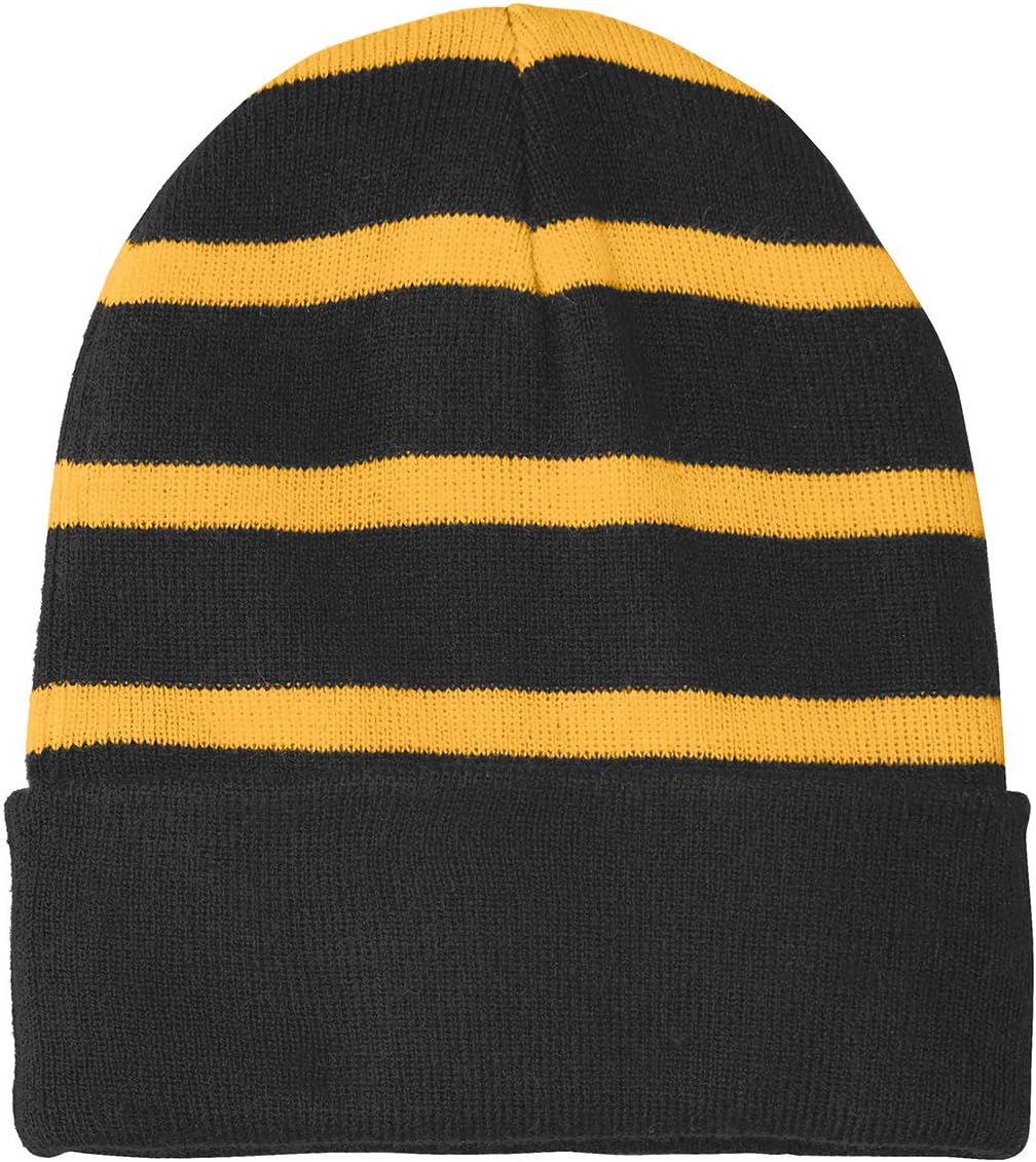 TOP HEADWEAR Striped Beanie w/Solid Band