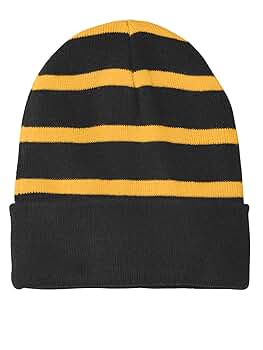 TOP HEADWEAR Striped Beanie w/Solid Band - Black/Gold at