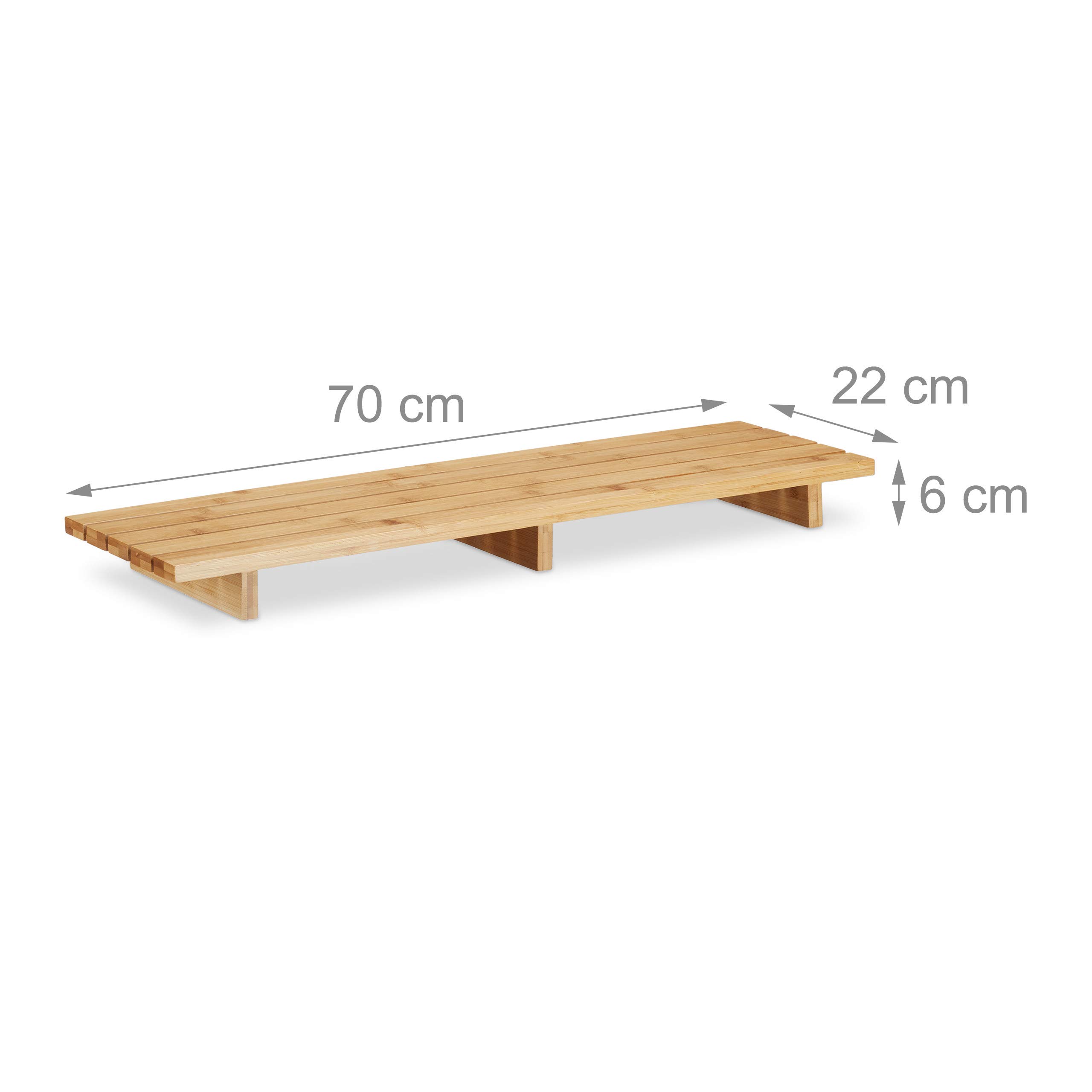 Relaxdays badrek bamboe, eendelige badbrug HxBxD: 6 x 70 x 22 cm, modern, natuur