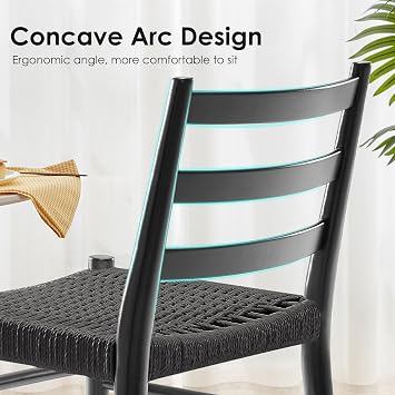 Stary Wood Rattan Dining Room Chairs with Comfortable Woven Seat,Fully-Assembled