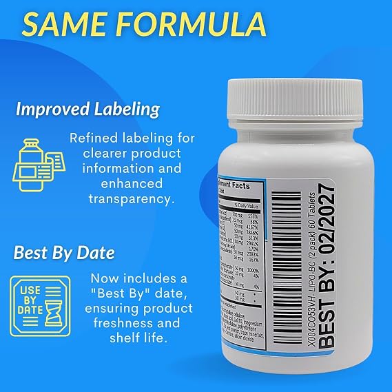 Lipo-BC Complex, Lipo BC (60 Tablets) Manufactured by Legere Pharmaceuticals for ES Global