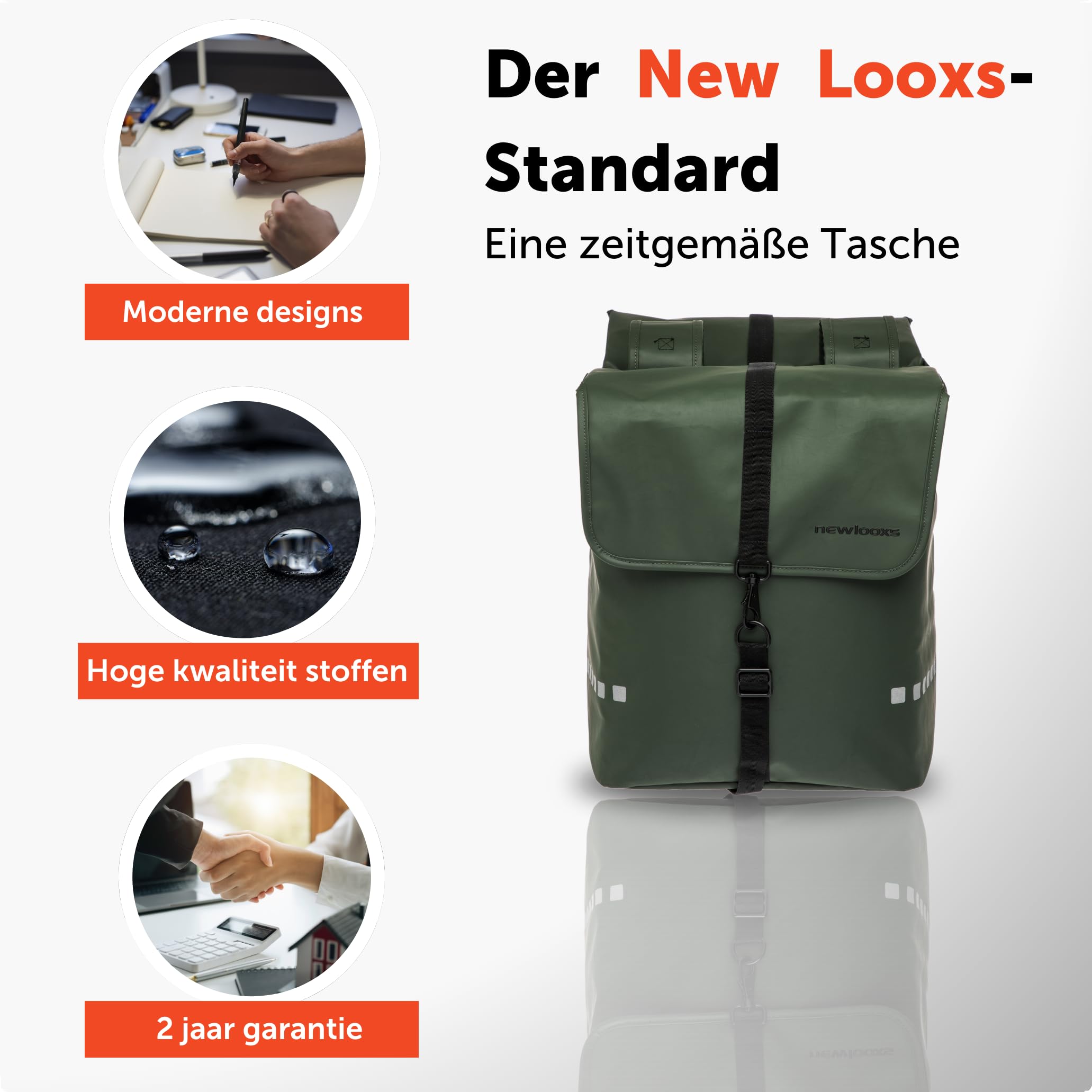 Newlooxs Bagażnik rowerowy Odense Double Khaki - 39 litrów - 340x380x160mm