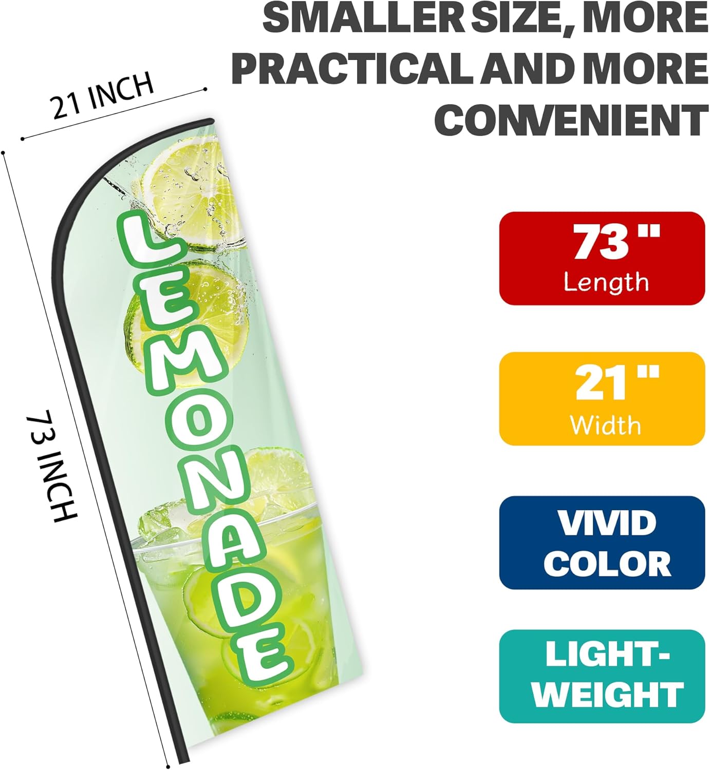 Lemonade Feather Flag for Business Advertising 6 FT Swooper Flag for Storefronts Retailers Shops Food Trucks Events and Fairs (Flagpole Not Included) - Image 2