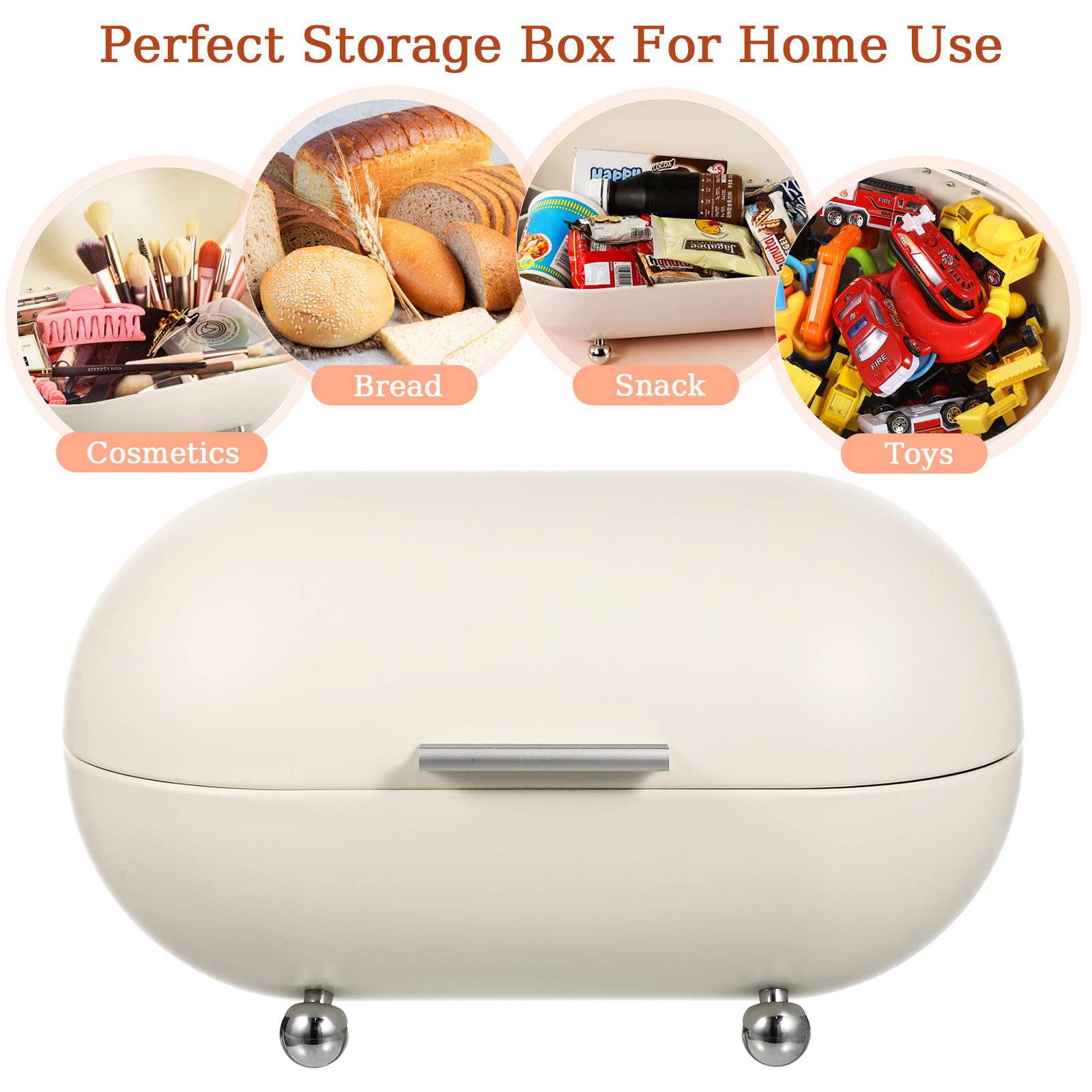 Retro Brotkasten aus Eisen mit Rollender Tür und Abgerundeten Kanten Vielseitiger Lebensmittelorganisator für Küche und Zuhause Weißer Brothalter mit Design