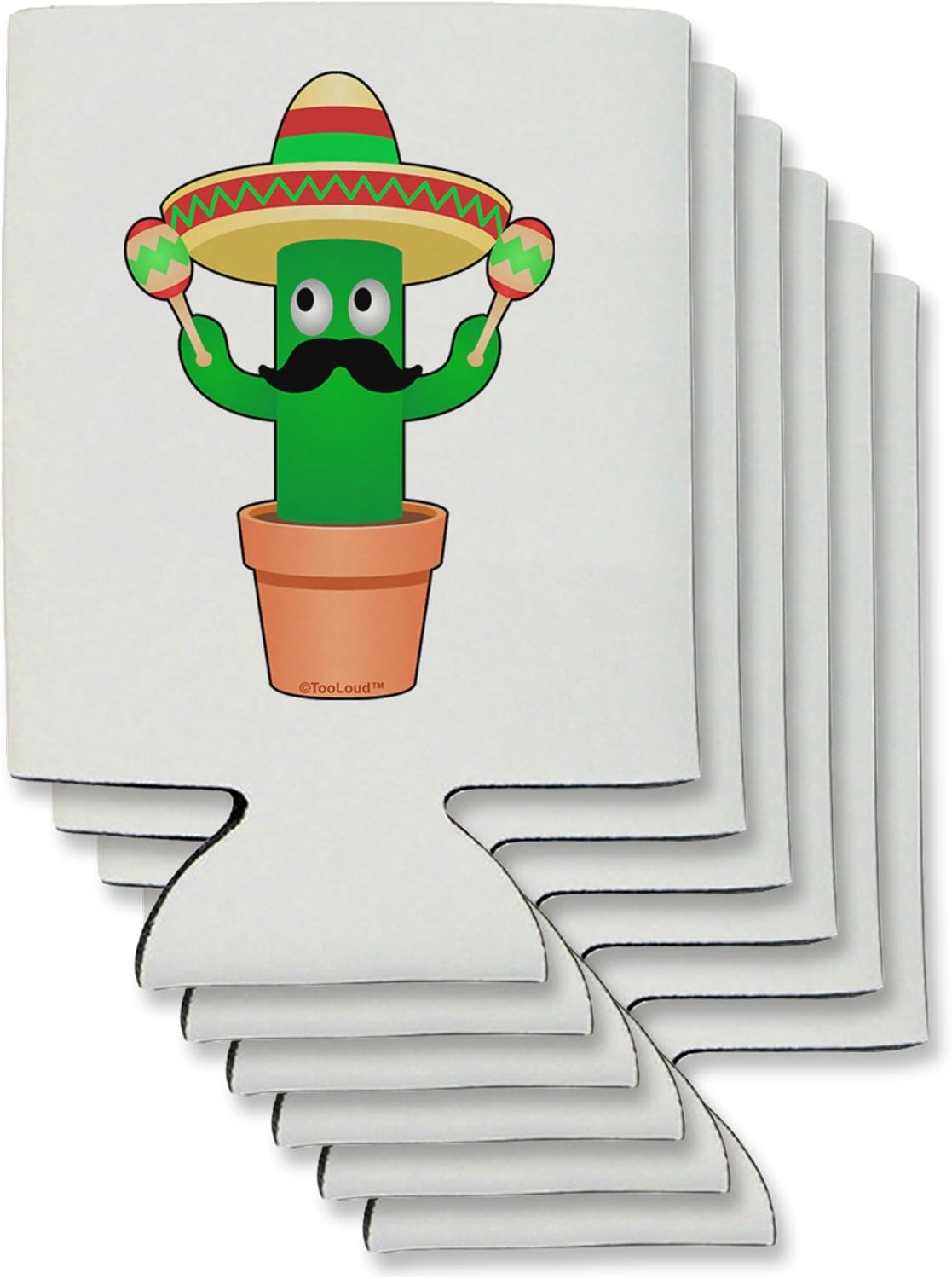 TooLoud Fiesta Cactus Can/Bottle Insulator Coolers - 6 Pieces