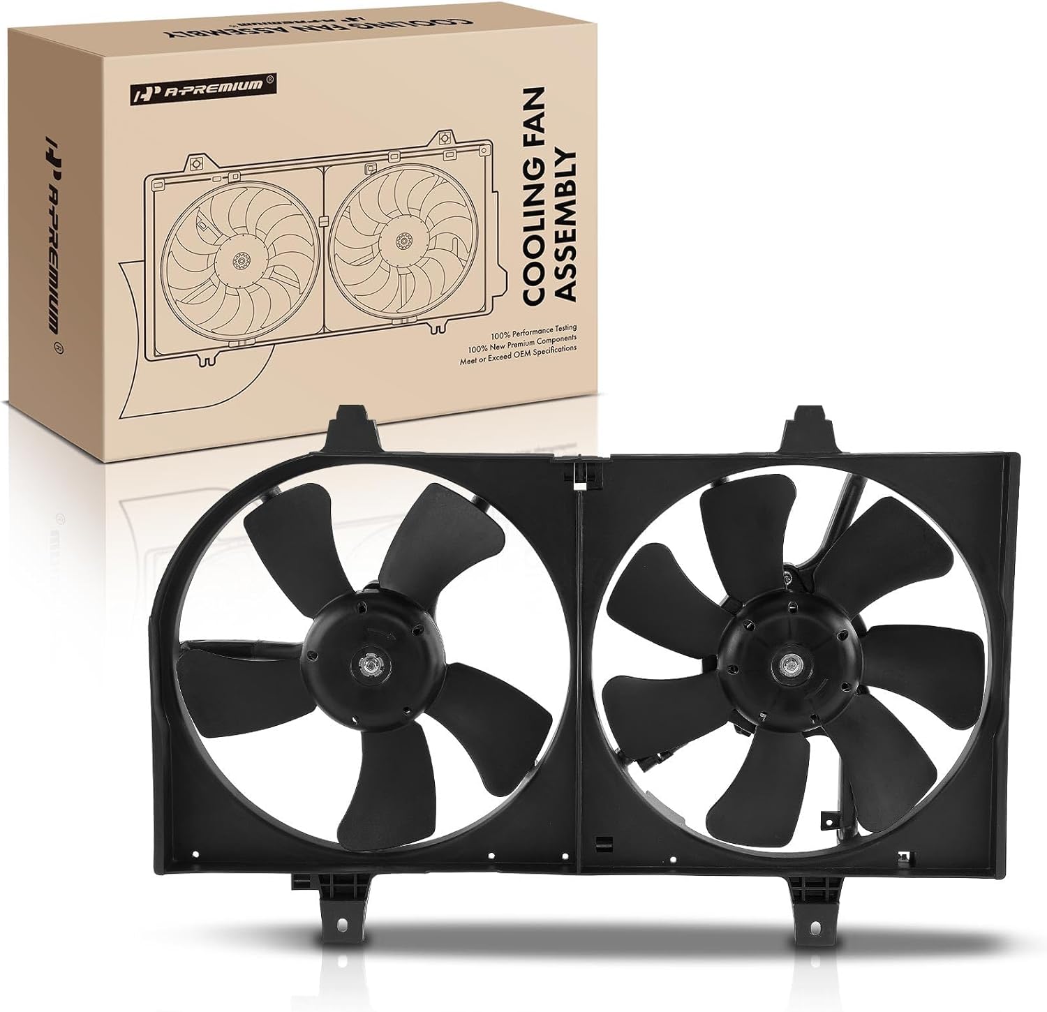A-Premium Engine Radiator Cooling Fan Assembly Compatible with Select Nissan Models - Sentra 2002 2003 2004 2005 2006 - Replace # 214814Z320, 214814Z322