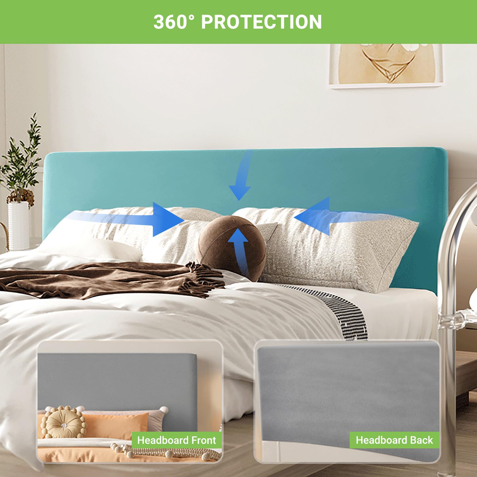 Copertura per testiera letto imbottita in morbido velluto antipolvere in tessuto elastico blu 120 140 cm