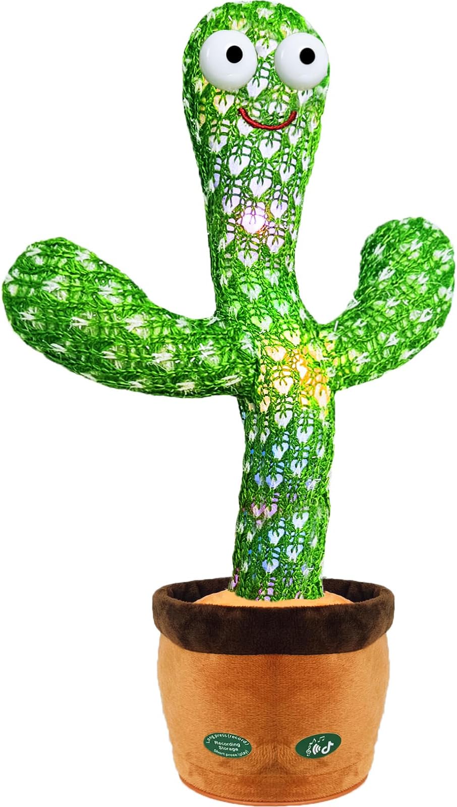 Pbooo Mimicking Cactus Toy for Babies, Ing Talking 15 Second Voice Recorder Toy, Led Tummy Time Musical Toys, Singing Cactus Birthday Gift