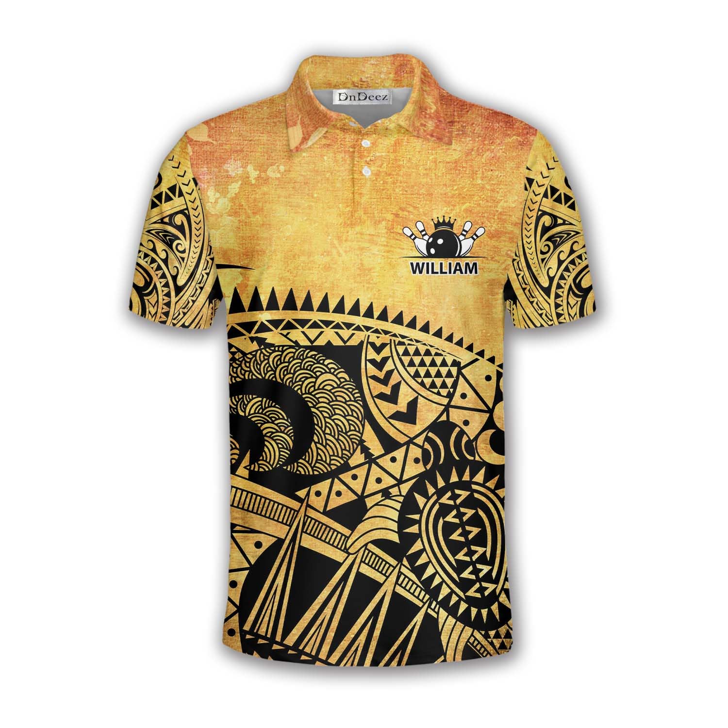 DnDeez Custom Bowling Shirts for Men, Personalized Bowling Jerseys for Team with Name Tribal 28, Extra Large Yellow