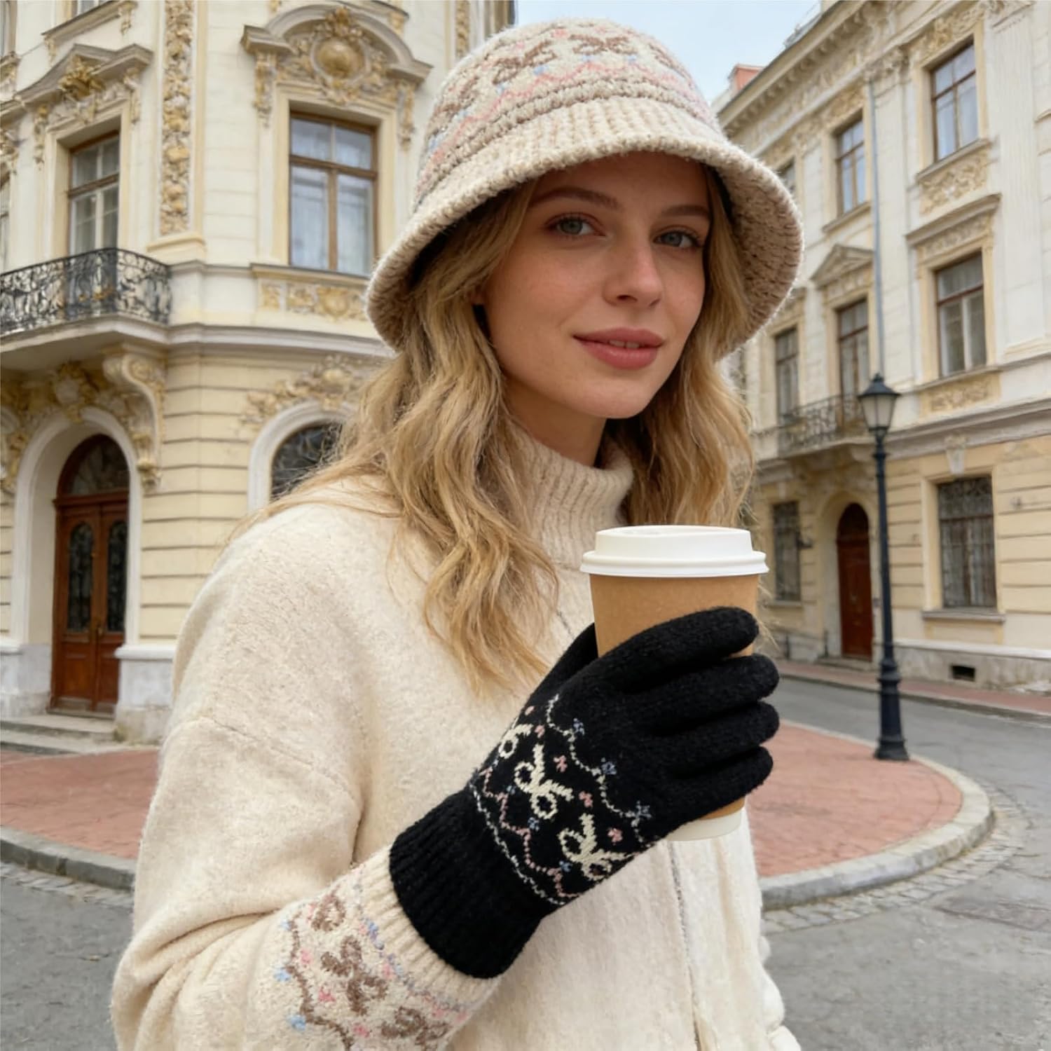Winter Gloves for Women Thick Warm Fleece Lined Elastic Thermal Knit Cold Weather