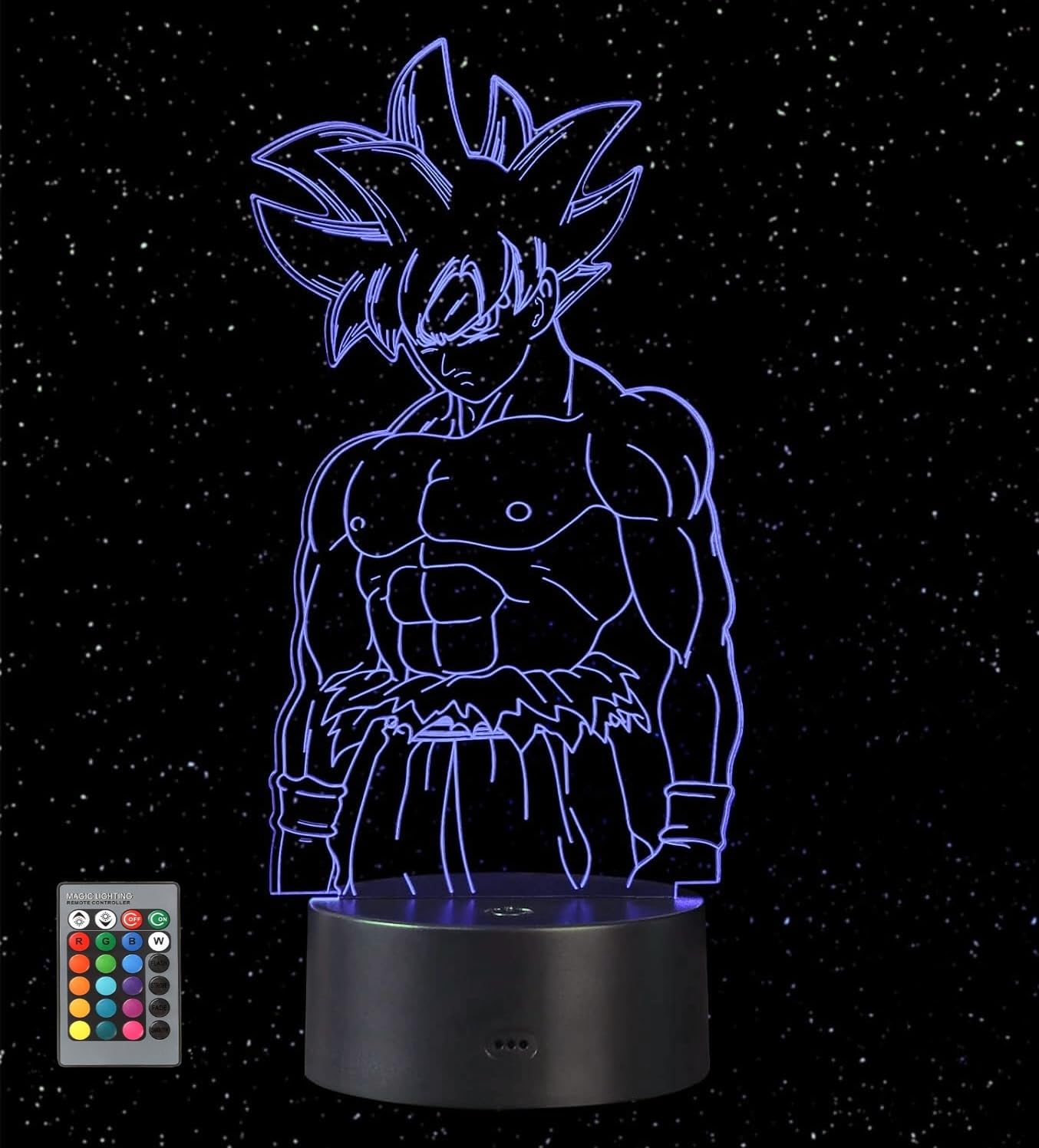 Goku Lámpara 3D LED, Luz Nocturna Infantil 16 Colores con Control Remoto, Lámpara de Mesita para Dormitorio, Decoración Habitación Niños Anime, Regalo para Niños y Fans