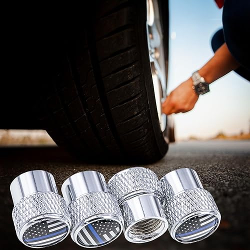 Vista 205 de 4 tapas de vástago de válvula de neumático estilo dado, con anillo de goma O, cubiertas universales de aleación de aluminio a prueba de polvo