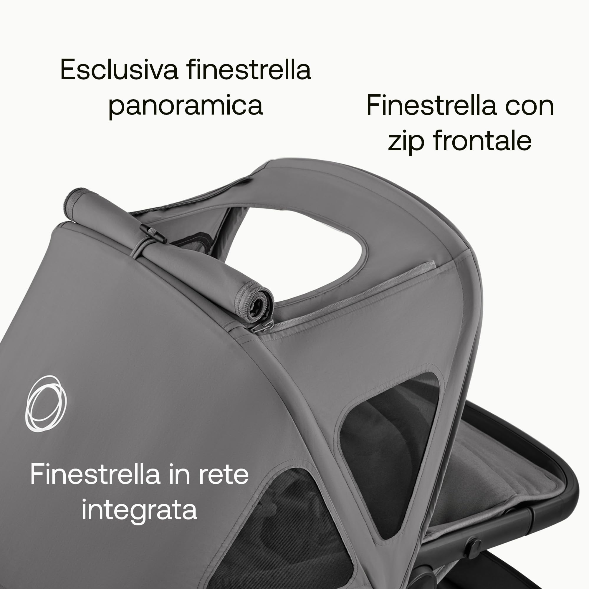 Bugaboo Fox Cappottina Breezy, Estensibile per una maggiore copertura e una Protezione Solare ottimale, Resistente all'Acqua, Compatibile Con Tutti i Passeggini Fox/Cameleon 3, Moon Grey