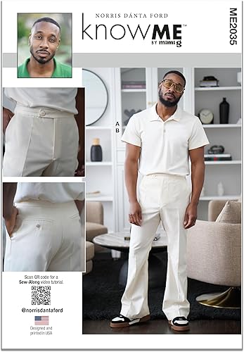 Know Me - Camisa polo de manga corta para hombre y pantalones acampanados ajustados con patrón de costura, código de diseño ME2035, tallas