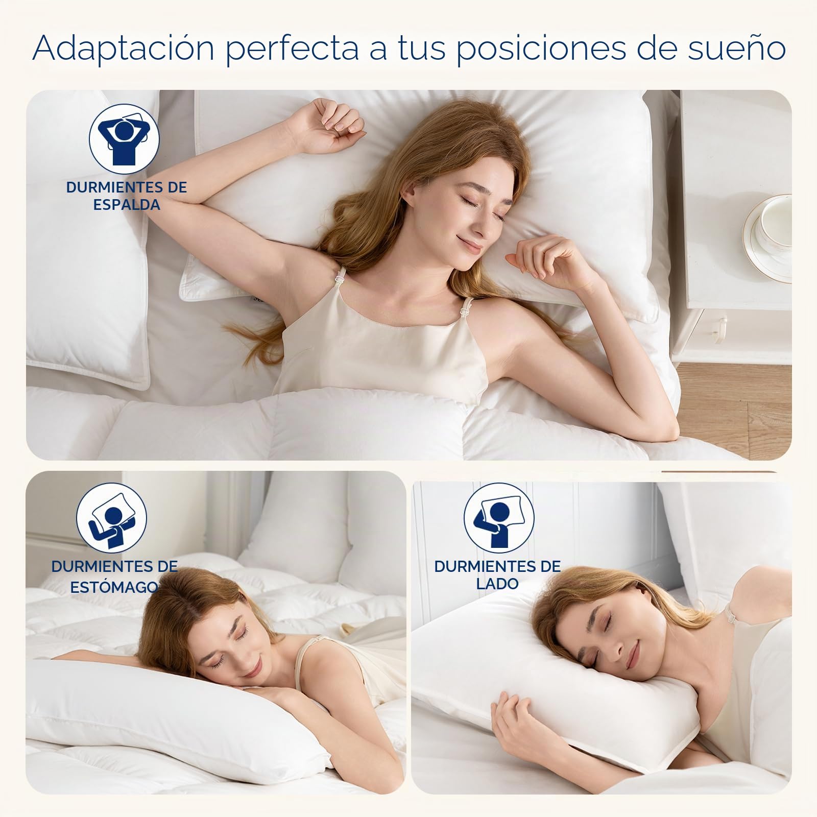 Almohada de Plumón 40x80 Almohada Plumas 40x80 cm Almohada para Dormir de Hotel de 3 Cámaras, Funda 100% Algodón y Relleno de Pluma, Certificado Ökotex (800 g, 1 Unidad)