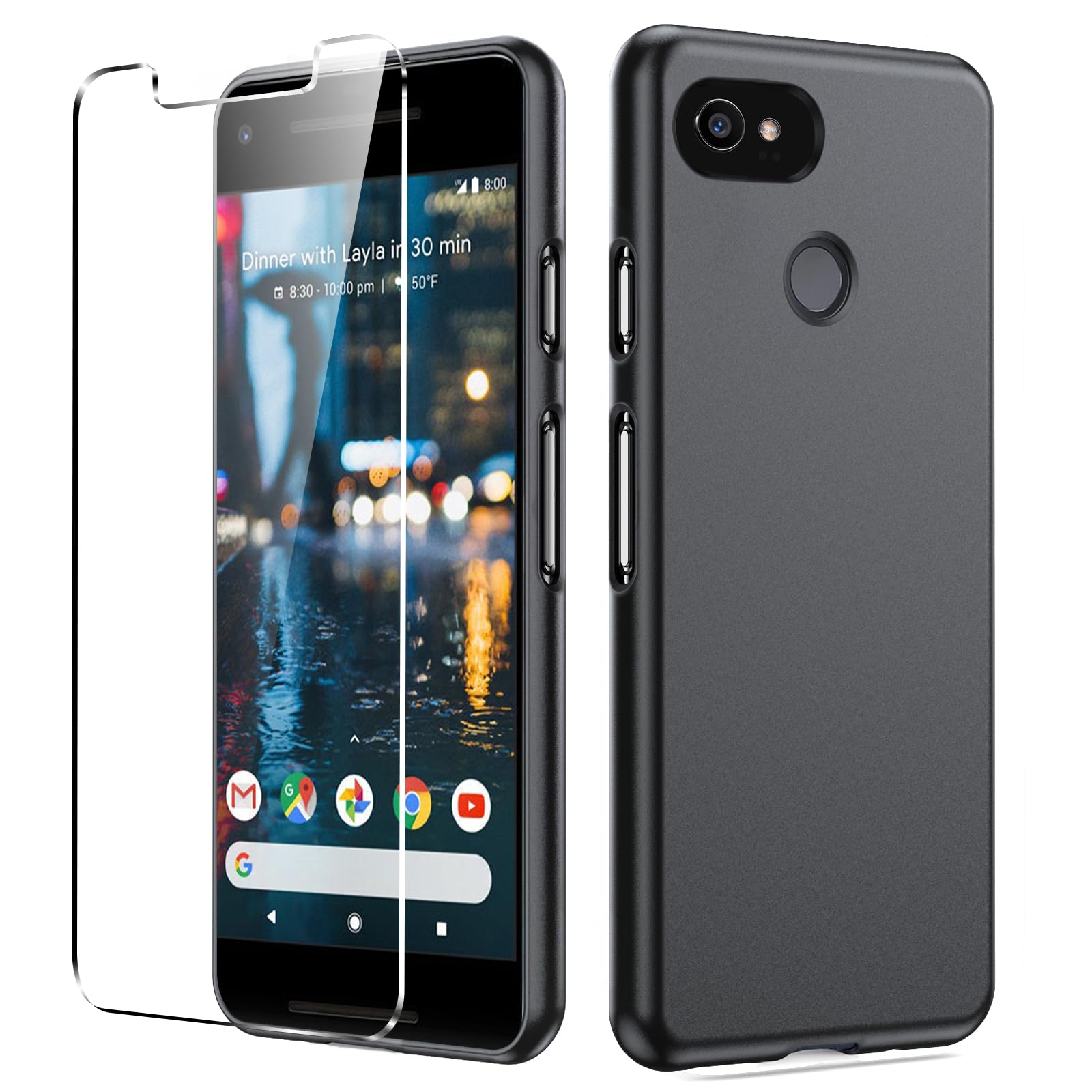 Dioxide Compatible for Google Pixel 2 XL Phone Case with Screen Protector, Soft TPU Silicone Case Shockproof Non-Slip Camera Protective Case Slim Cover for Google Pixel 2 XL Phone Case, Black