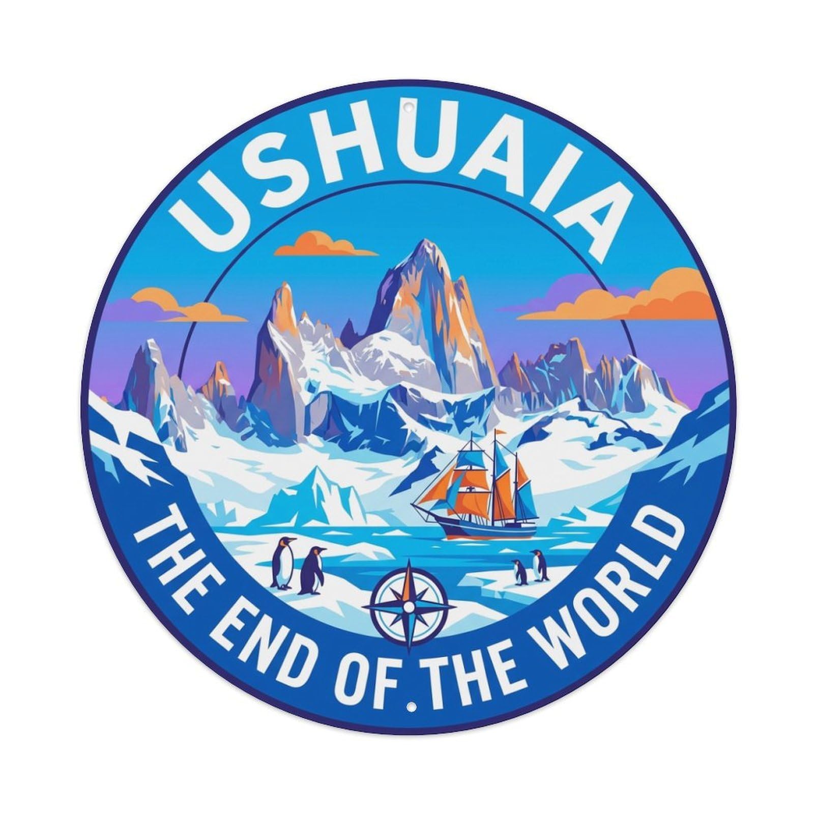 Argentina Vintage Travel Ushuaia Vintage Metal Tin Sign Plaque Wall Decor for Cafe, Club Bar, Office, Garden Metal Poster 8x8Inch