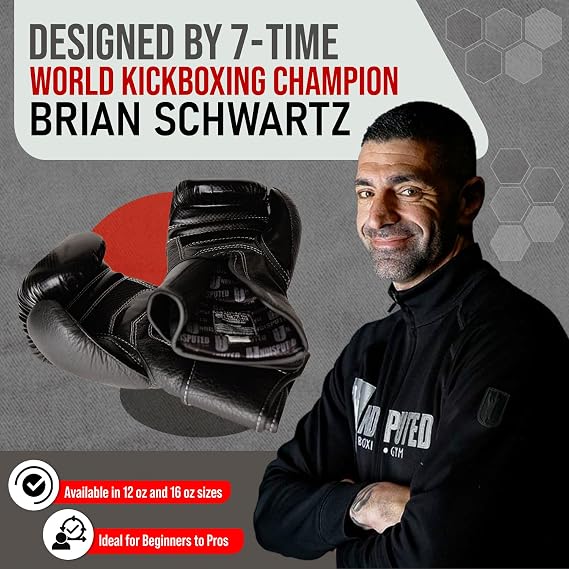 Boxing Gloves - Training Boxing Gloves Design with Black Carbon Fiber & Leather Thumb - Durable Wrist Strap Professional Boxing Gloves for Sparring, Heavy Bag Work, Muay Thai