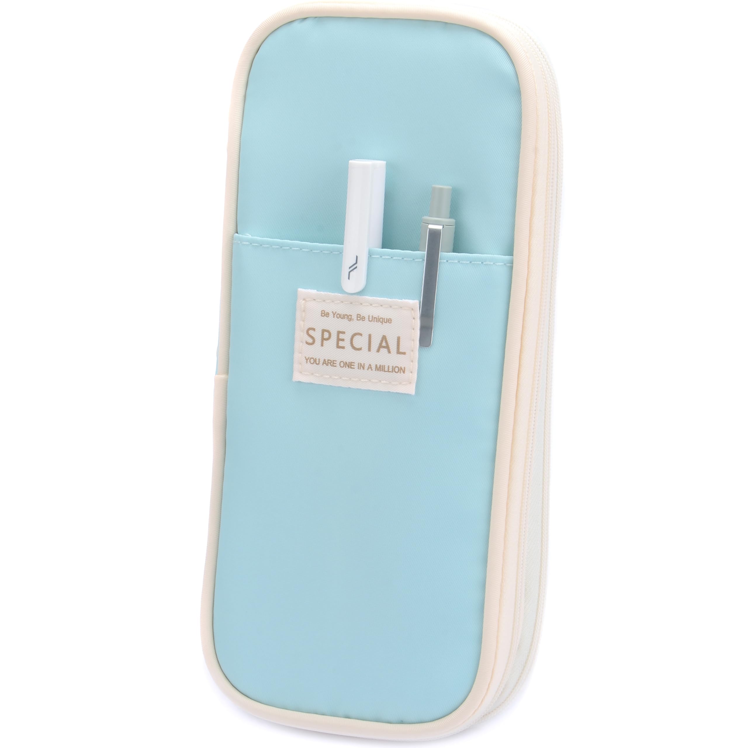 Vocuer Large Capacity Big Special Cute Aesthetic Preppy Canvas Pencil Case Organizer Holder Pouch Bag with Zipper Compartments, Pen Cases for Women