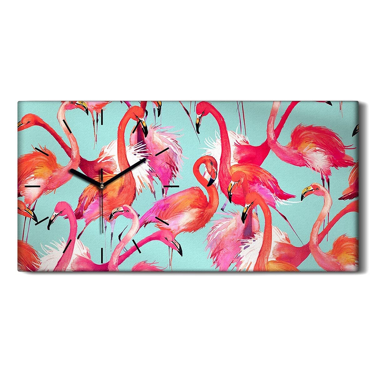 Horloge sur Toile Flamants Abstraits pour un Salon Moderne et une Chambre Zen Silencieuse