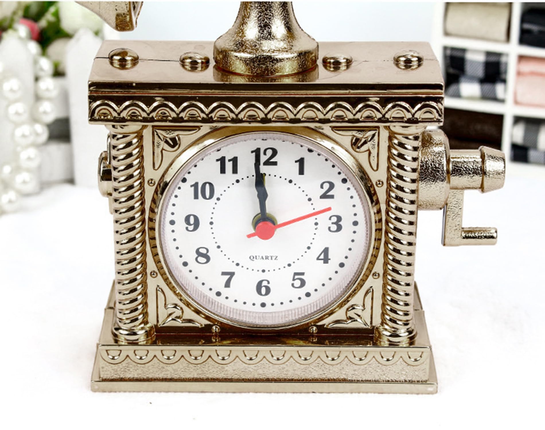 Vintage Telephone Clock - Antique Retro Desk Clock -4