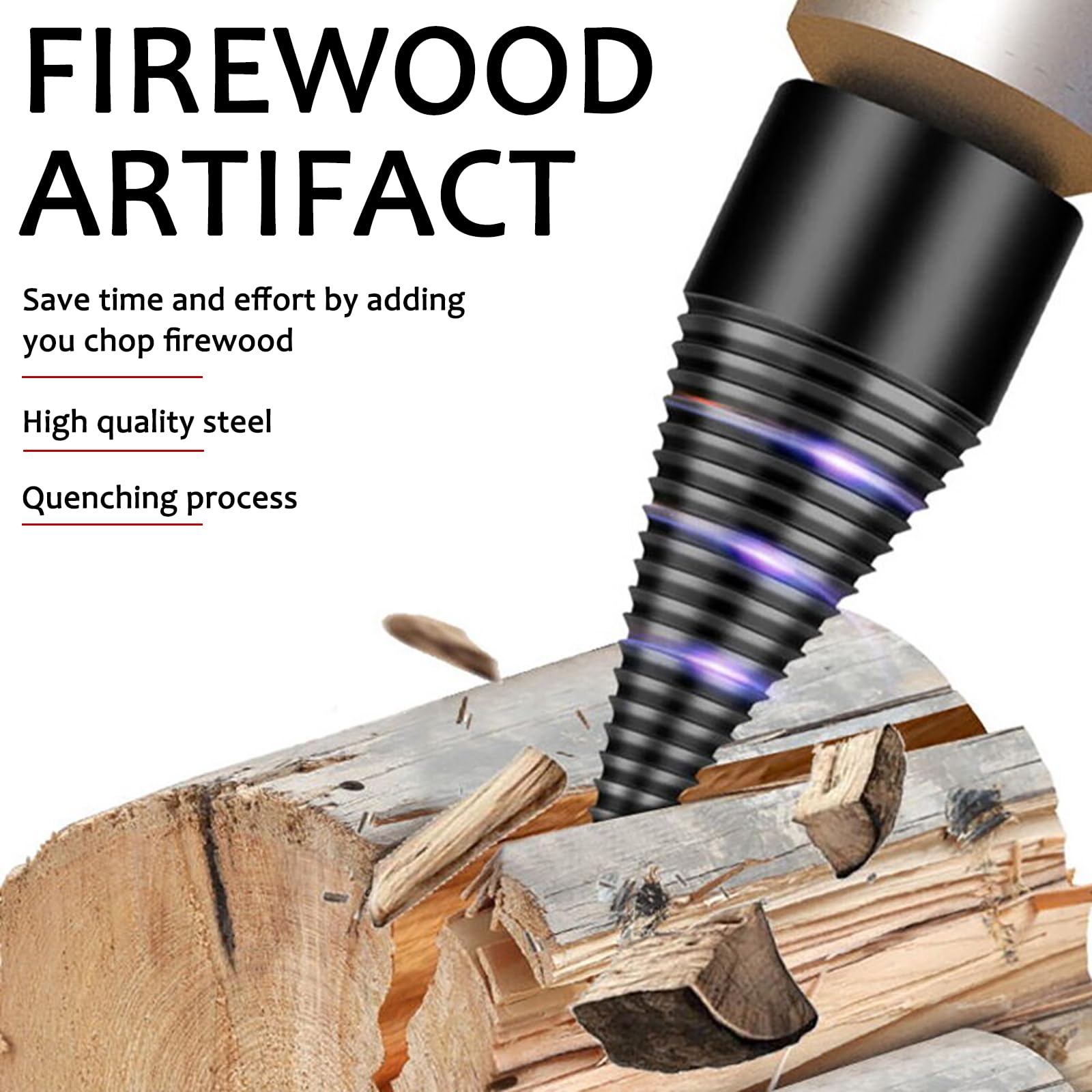Fendeur de Buche, 32mm+42mm Fendeuse de Buches avec 4 Poignées, Conique Foret Fendeur de Bois ou de Bûches, Cône Bois Perceuse pour Fendre, Foret de Fendage de Bois pour Électrique