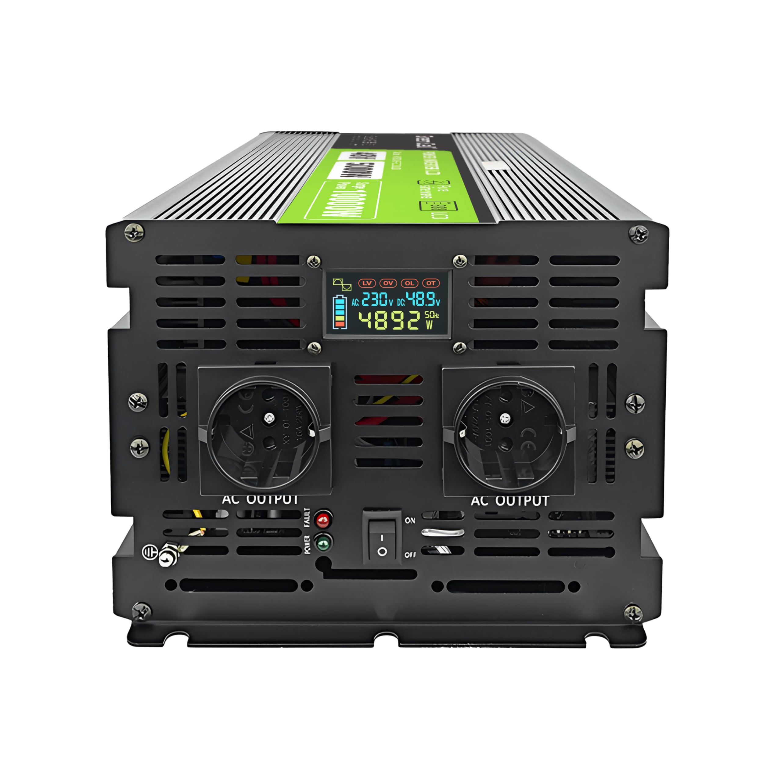 Green Cell LCD Spannungswandler 5000W/10000W 48V auf 230V Reiner Sinus Volt Spannungswandler Wechselrichter Konverter Pure Sine Wave Power PowerInverter DC AC Umwandler Stromwandler Wohnwagen Auto