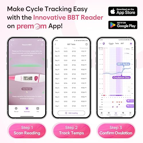 Miniatura 4 de EasyHome Termómetro corporal basal BBT para predicción de fertilidad con recuperación de memoria - Termómetro basal digital preciso para monitoreo