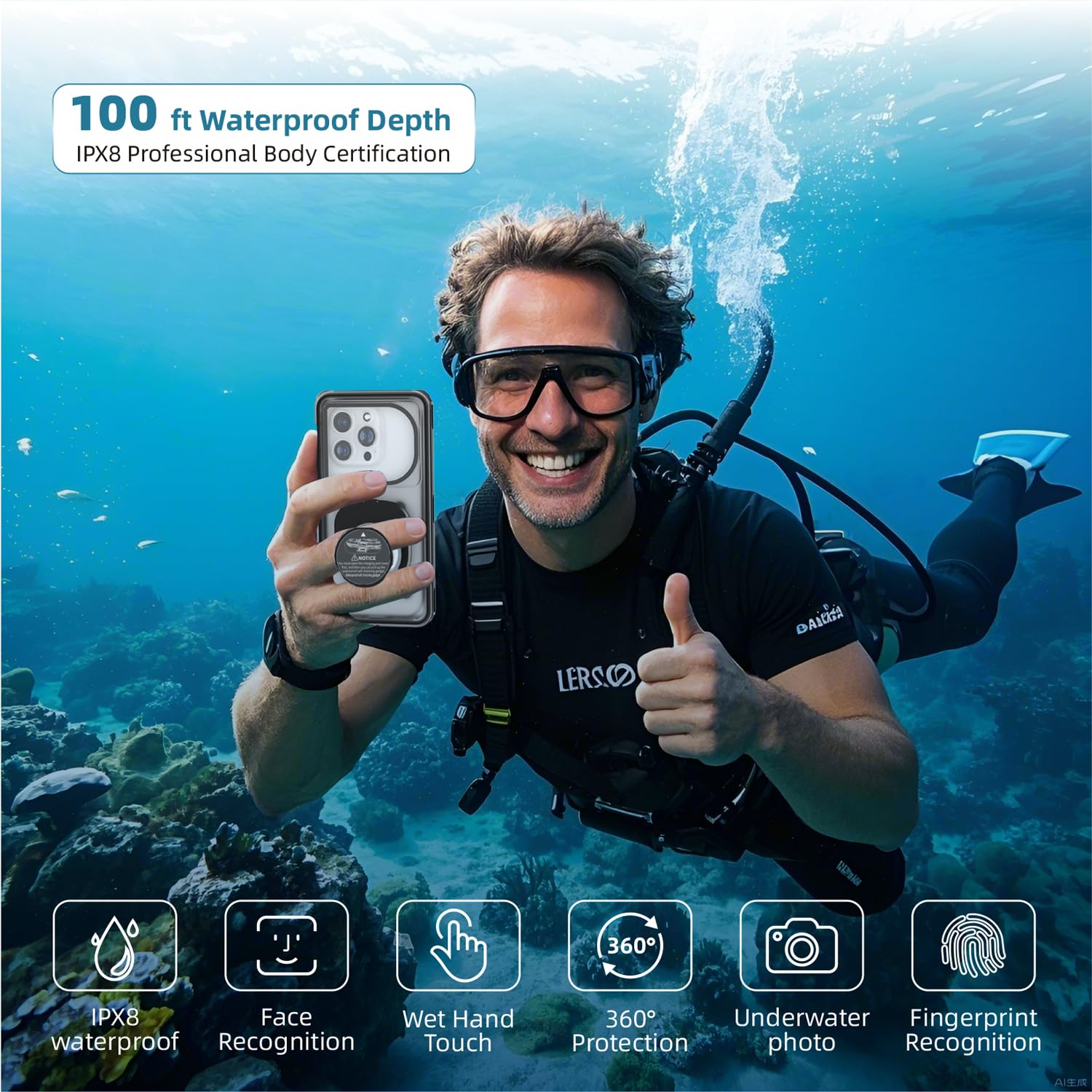 Wasserdichte Handyhülle 6,9 Zoll, IPX8 Unterwasser-Handycase für Schwimmen & Schnorcheln Universell kompatibel mit iPhone 17/16/15/14/13/12 Pro Max, Samsung S26/S25/S24 Ultra, Xiaomi, Google (Schwarz)