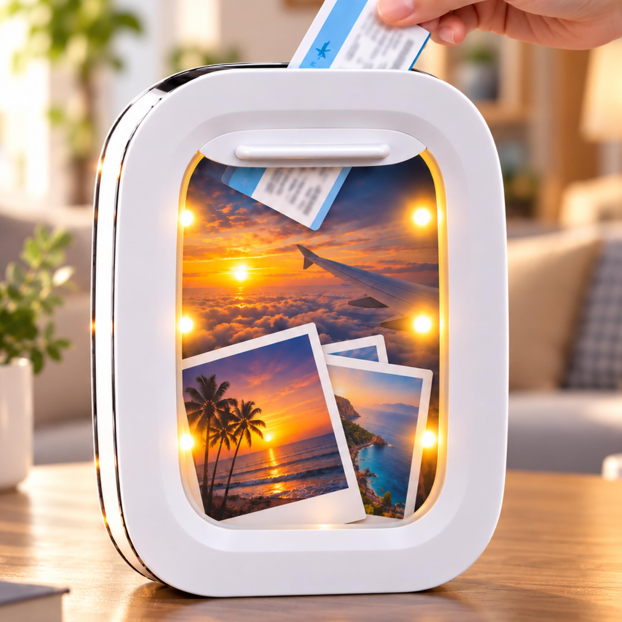 FoldTier Porthole Travel Adventure Archive Shadow Box with Light 8" x 10"