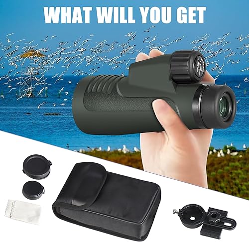 Miniatura 3 de Telescopio monocular con adaptador para teléfono inteligente-12 x 50 monoculares para adultos BAK-4 de alta potencia para observación de aves, caza,