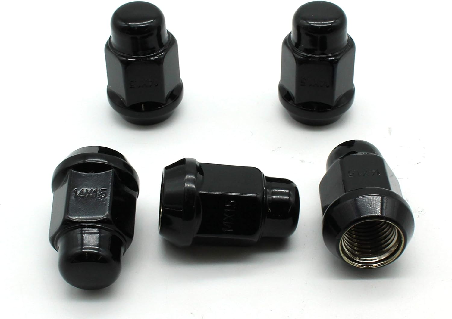 TEMO 20 pc Black Chrome 12mm (15/32 Inch) x 1.25mm (3/64 Inch) Bulge Acorn Lug Nut Wheel Lock Screw