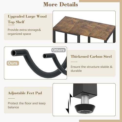 Miniatura 4 de VINAEMO Soporte para jarra de agua de 5 galones, soporte para jarra de agua de 3 niveles con estante de mesa de madera extendido, 4 ranuras para