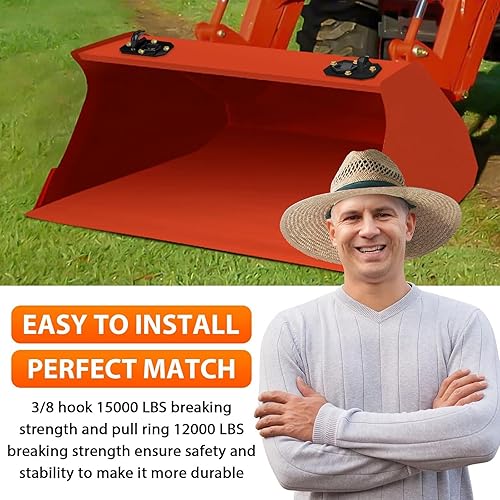 Miniatura 7 de Paquete de 2 ganchos de cubo de tractor de 38 pulgadas con anillo en D, máximo 15,000 libras de acero forjado de grado 70, gancho de agarre para