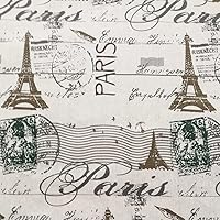 Vista 14 de Sheicon The Yard - Tela con estampado de la Torre Eiffel de París, 60 pulgadas de ancho, diseño de romance francés, vintage, para proyectos